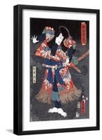 Actor Ichikawa Danjuro VIII as Kaja Yoshitaka, Japanese Wood-Cut Print-Lantern Press-Framed Art Print