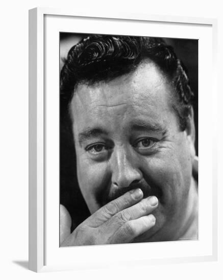 Actor Jackie Gleason Hiding His Mustache-Robert W^ Kelley-Framed Premium Photographic Print