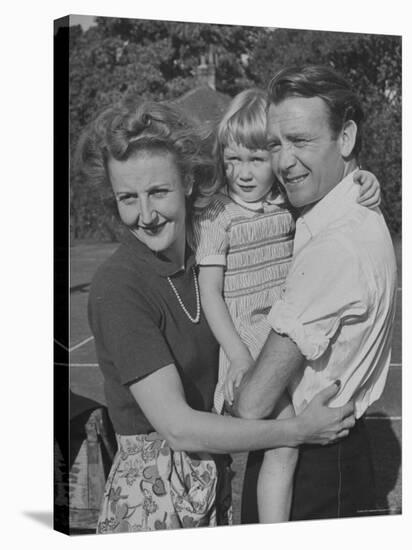 Actor John Mills Posing for a Picture with His Wife and Daughter Juliet-Tony Linck-Stretched Canvas