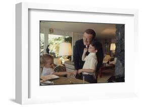 Actor John Wayne at Home with His Son Ethan and Daughter-John Dominis-Framed Photographic Print