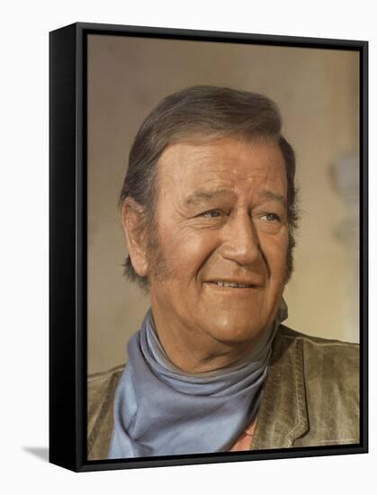 Actor John Wayne During Filming of Western Movie "The Undefeated"-John Dominis-Framed Stretched Canvas