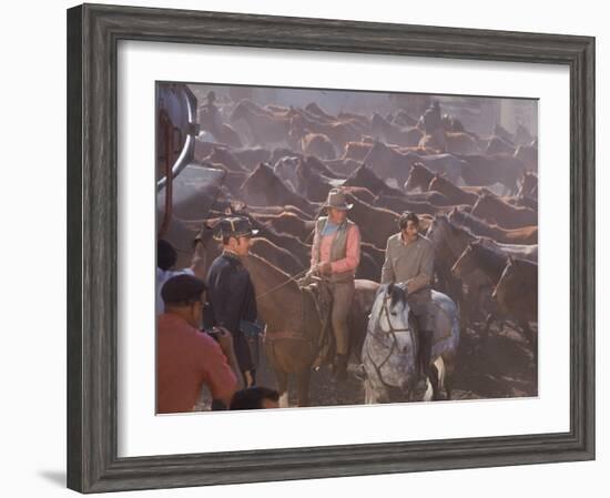 Actor John Wayne During Filming of Western Movie "The Undefeated"-John Dominis-Framed Premium Photographic Print