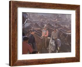 Actor John Wayne During Filming of Western Movie "The Undefeated"-John Dominis-Framed Premium Photographic Print