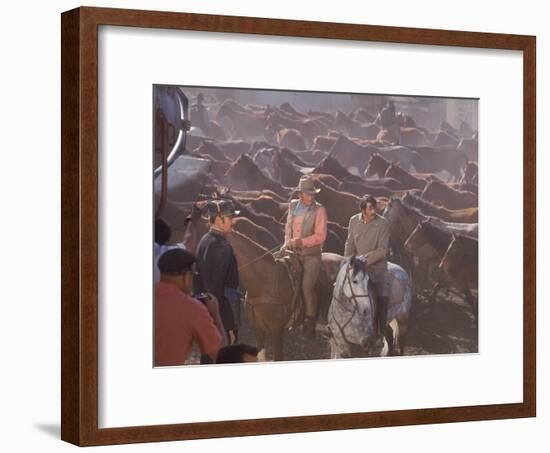 Actor John Wayne During Filming of Western Movie "The Undefeated"-John Dominis-Framed Premium Photographic Print