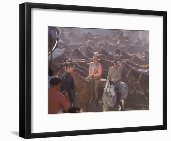 Actor John Wayne During Filming of Western Movie "The Undefeated"-John Dominis-Framed Premium Photographic Print