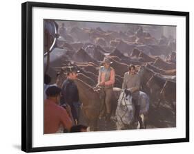 Actor John Wayne During Filming of Western Movie "The Undefeated"-John Dominis-Framed Premium Photographic Print