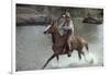 Actor John Wayne During Filming of Western Movie "The Undefeated"-John Dominis-Framed Photographic Print