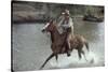 Actor John Wayne During Filming of Western Movie "The Undefeated"-John Dominis-Stretched Canvas