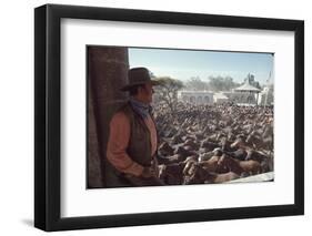 Actor John Wayne During Filming of Western Movie "The Undefeated"-John Dominis-Framed Photographic Print