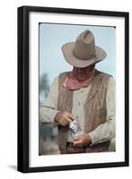 Actor John Wayne During Filming of Western Movie "The Undefeated"-John Dominis-Framed Photographic Print