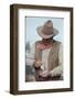 Actor John Wayne During Filming of Western Movie "The Undefeated"-John Dominis-Framed Photographic Print