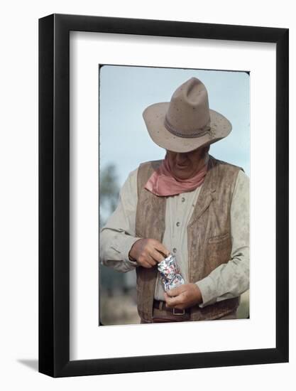 Actor John Wayne During Filming of Western Movie "The Undefeated"-John Dominis-Framed Photographic Print