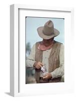 Actor John Wayne During Filming of Western Movie "The Undefeated"-John Dominis-Framed Photographic Print