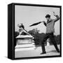 Actor Jose Pantieri Clowning around in Tuileries Gardens, Paris, 1962-null-Framed Stretched Canvas