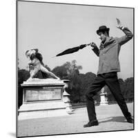 Actor Jose Pantieri Clowning around in Tuileries Gardens, Paris, 1962-null-Mounted Photo
