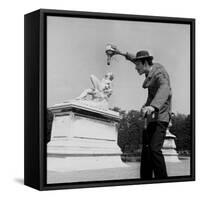 Actor Jose Pantieri Clowning around in Tuileries Gardens, Paris, 1962-null-Framed Stretched Canvas