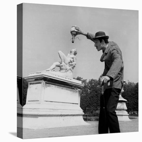 Actor Jose Pantieri Clowning around in Tuileries Gardens, Paris, 1962-null-Stretched Canvas