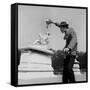 Actor Jose Pantieri Clowning around in Tuileries Gardens, Paris, 1962-null-Framed Stretched Canvas