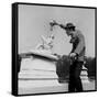 Actor Jose Pantieri Clowning around in Tuileries Gardens, Paris, 1962-null-Framed Stretched Canvas