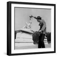 Actor Jose Pantieri Clowning around in Tuileries Gardens, Paris, 1962-null-Framed Photo