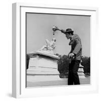 Actor Jose Pantieri Clowning around in Tuileries Gardens, Paris, 1962-null-Framed Photo