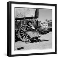 Actor Kirk Douglas Clowning on the Set of the Western Action Film "Gunfight at O.K. Corral"-Ralph Crane-Framed Premium Photographic Print