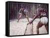 Actor Kirk Douglas Faces Actor Woody Strode in Scene From Stanley Kubrick's Film "Spartacus"-J^ R^ Eyerman-Framed Stretched Canvas