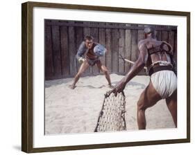 Actor Kirk Douglas Faces Actor Woody Strode in Scene From Stanley Kubrick's Film "Spartacus"-J^ R^ Eyerman-Framed Premium Photographic Print