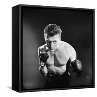 Actor Kirk Douglas in a Boxing Pose-Allan Grant-Framed Stretched Canvas