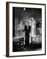 Actor Leo G. Carroll, Robert Sterling, with Ghostly Ann Jeffreys on TV Program "Topper"-null-Framed Premium Photographic Print