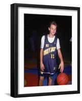 Actor Leonardo Dicaprio in Basketball Uniform-null-Framed Premium Photographic Print