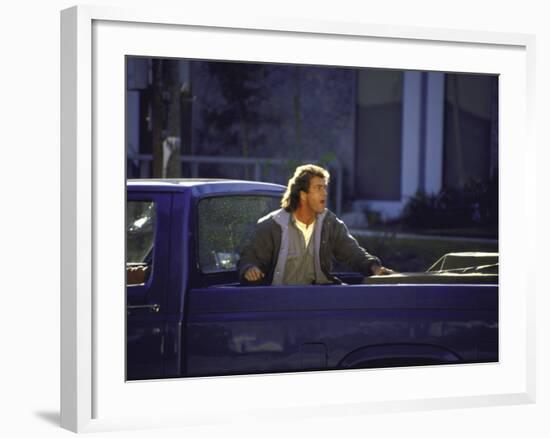 Actor Mel Gibson Shooting Scene from Film "Lethal Weapon 3"-Mirek Towski-Framed Premium Photographic Print