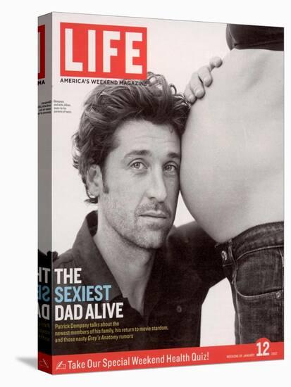 Actor Patrick Dempsey Kneeling Beside his Pregnant Wife Jillian, January 12, 2007-Matt Jones-Stretched Canvas