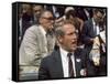 Actor Paul Newman and Playwright Arthur Miller Among Crowd Attending Democratic National Convention-Lee Balterman-Framed Stretched Canvas