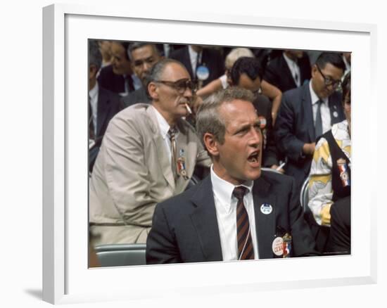 Actor Paul Newman and Playwright Arthur Miller Among Crowd Attending Democratic National Convention-Lee Balterman-Framed Premium Photographic Print