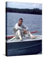 Actor Paul Newman Enjoying a Heineken Beer on the Prow of a Boat-Mark Kauffman-Stretched Canvas