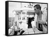 Actor Paul Newman Fishing with a Friend-Mark Kauffman-Framed Stretched Canvas