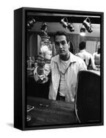 Actor Paul Newman Raising a Glass During an Informal Party-Leonard Mccombe-Framed Stretched Canvas