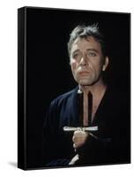 Actor Richard Burton Gripping Hilt of Sword During Scene from "Hamlet" on Broadway-George Silk-Framed Stretched Canvas