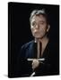 Actor Richard Burton Gripping Hilt of Sword During Scene from "Hamlet" on Broadway-George Silk-Stretched Canvas