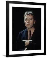 Actor Richard Burton Gripping Hilt of Sword During Scene from "Hamlet" on Broadway-George Silk-Framed Premium Photographic Print