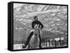 Actor Robert Redford Exercising One of His Eight Saddle Horses on His Remote Mountain Ranch-John Dominis-Framed Stretched Canvas