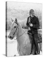 Actor Robert Redford Horseback Riding-John Dominis-Stretched Canvas