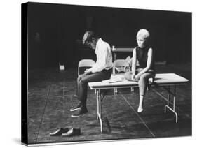 Actor/Singer Sammy Davis Jr. with Actress Paula Wayne During Rehearsal of "Golden Boy"-Leonard Mccombe-Stretched Canvas