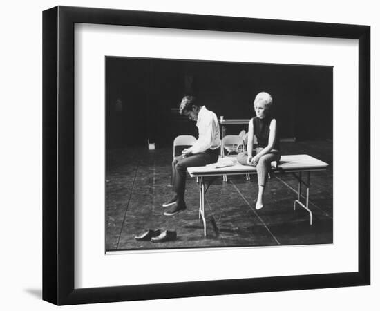 Actor/Singer Sammy Davis Jr. with Actress Paula Wayne During Rehearsal of "Golden Boy"-Leonard Mccombe-Framed Photographic Print