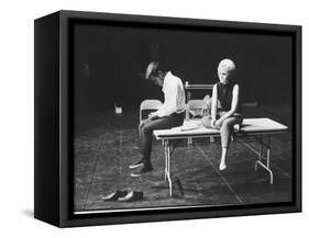 Actor/Singer Sammy Davis Jr. with Actress Paula Wayne During Rehearsal of "Golden Boy"-Leonard Mccombe-Framed Stretched Canvas