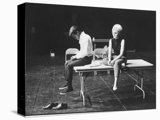 Actor/Singer Sammy Davis Jr. with Actress Paula Wayne During Rehearsal of "Golden Boy"-Leonard Mccombe-Stretched Canvas