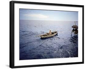 Actor Spencer Tracy Filming a Scene from the Motion Picture "The Old Man and the Sea"-Ralph Crane-Framed Premium Photographic Print