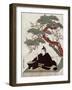 Actor Sugawara Sitting on a Platform Tree, Japanese Wood-Cut Print-Lantern Press-Framed Art Print