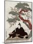 Actor Sugawara Sitting on a Platform Tree, Japanese Wood-Cut Print-Lantern Press-Mounted Art Print